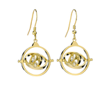 Official Harry Potter Time Turner Sterling Silver, Gold Plated Drop Earrings with Swarovski Crystal Elements
