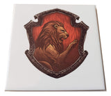 Ceramic Coaster 4.25" Gryffindor House Shield on White Field The Muggle Hut