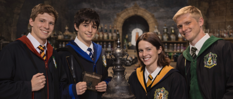 Collage of Harry Potter house robes