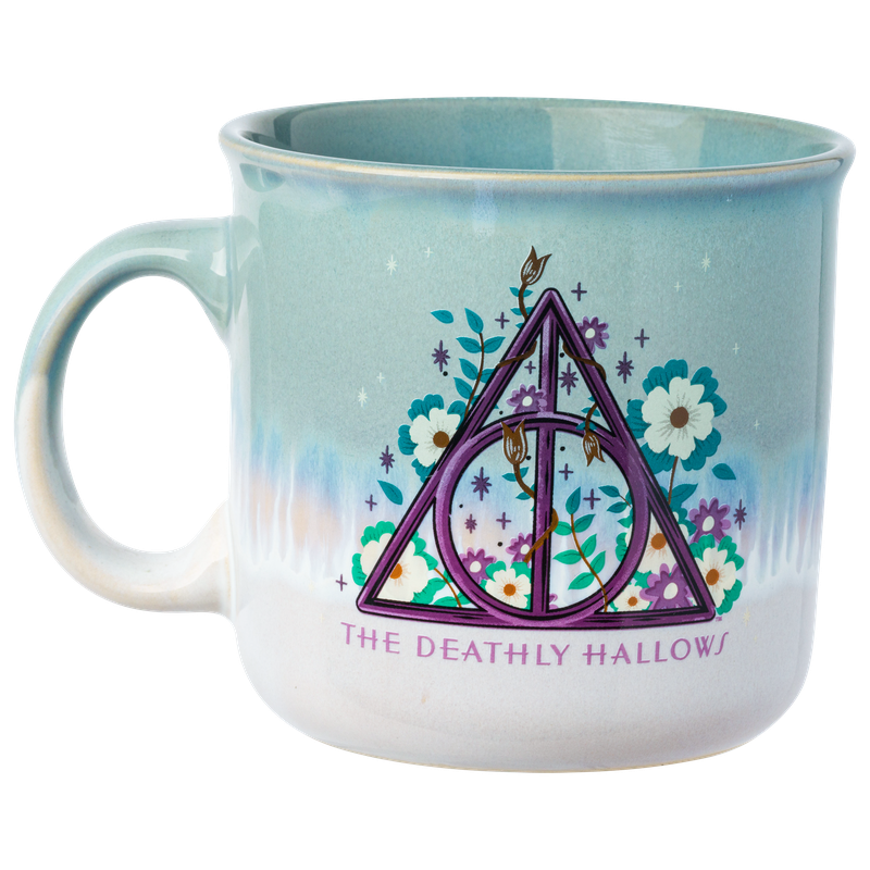 Harry Potter The Deathly Hallows Reactive Glaze Ceramic Camper Mug, 20 Ounces