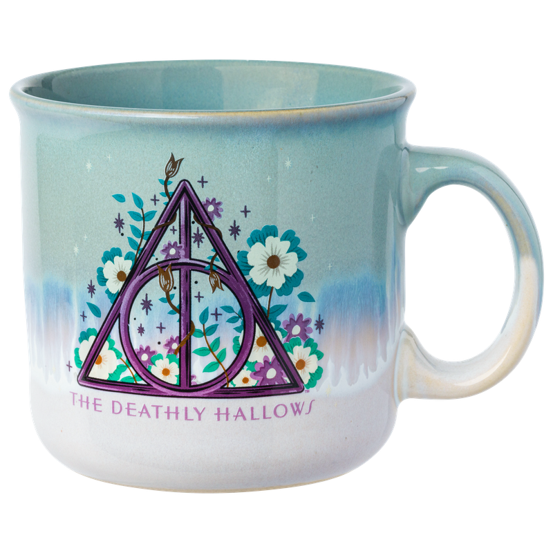 Harry Potter The Deathly Hallows Reactive Glaze Ceramic Camper Mug, 20 Ounces