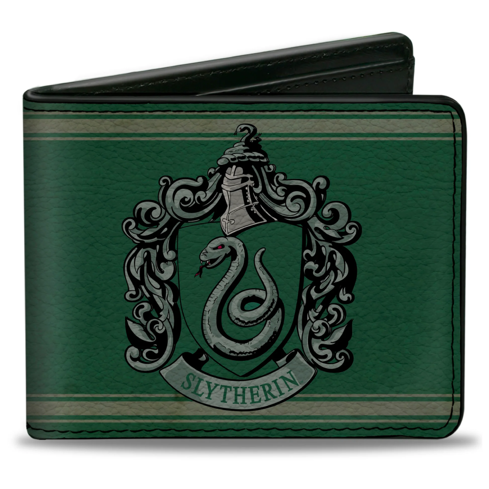 Bi-Fold Wallet - Slytherin Crest Stripe