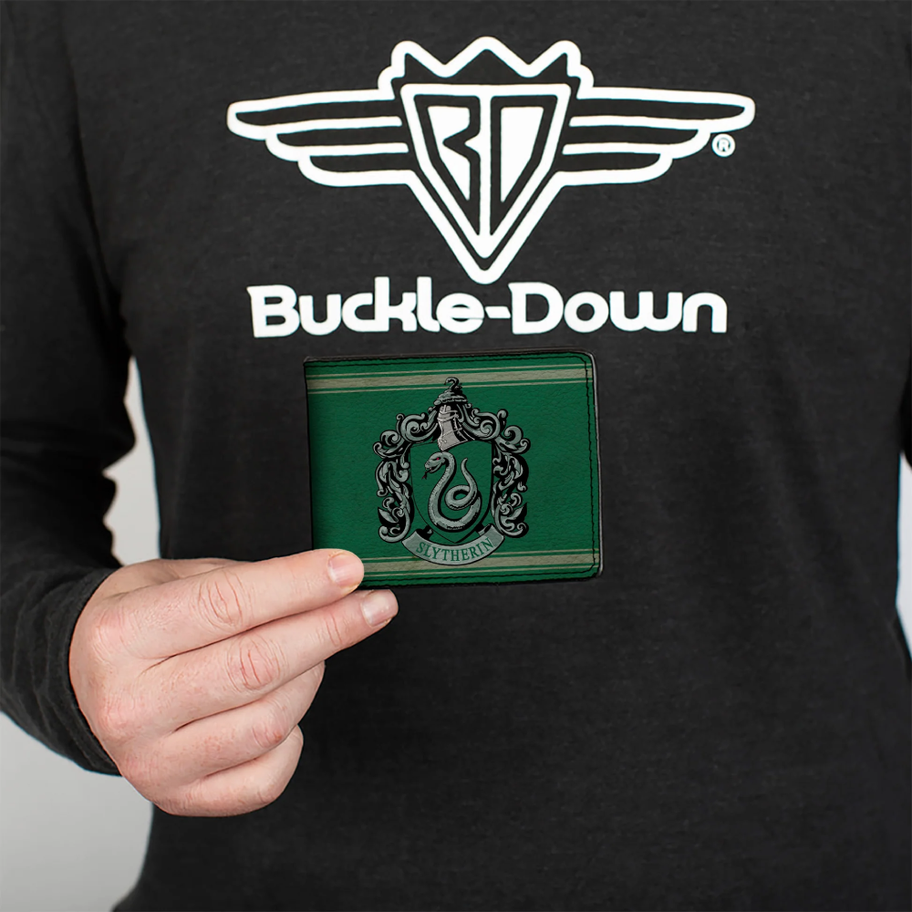Bi-Fold Wallet - Slytherin Crest Stripe