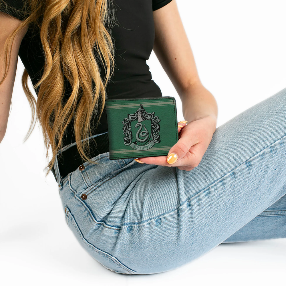 Bi-Fold Wallet - Slytherin Crest Stripe