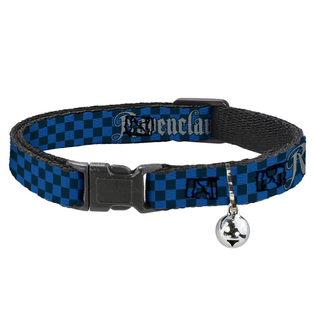 Breakaway Cat Collar with Bell - RAVENCLAW Checker Blues/Grays