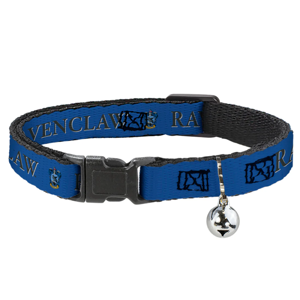 Breakaway Cat Collar with Bell - RAVENCLAW Crest/Stripe Blue/Gray