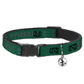 Cat Collar Breakaway with Bell - Harry Potter SLYTHERIN & Crest Green/Black