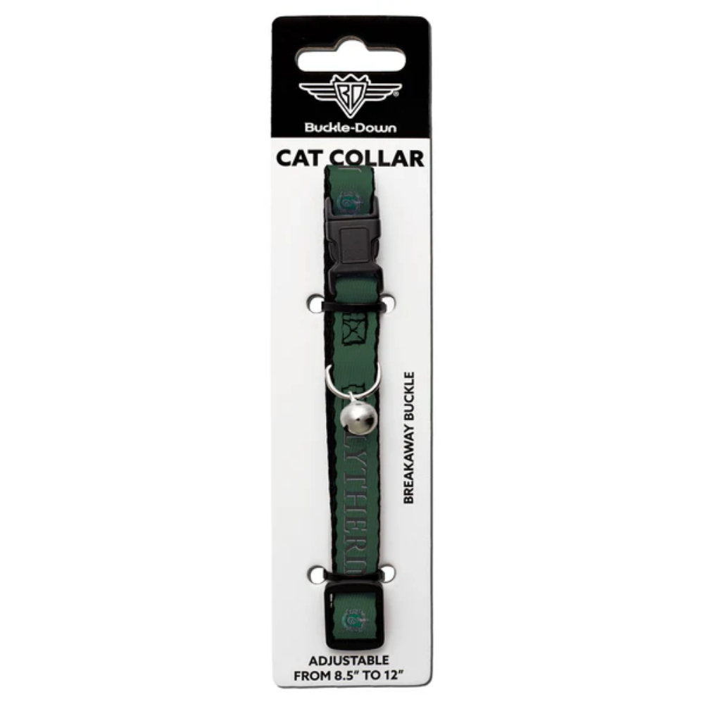 Cat Collar Breakaway with Bell - Harry Potter SLYTHERIN & Crest Green/Black