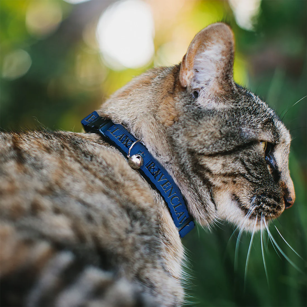 Breakaway Cat Collar with Bell - RAVENCLAW Crest/Stripe Blue/Gray