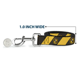 Dog Leash - HUFFLEPUFF Crest Diagonal Stripe Charcoal Gray/Yellow