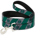 Dog Leash - SLYTHERIN Crest Diagonal Stripe Gray/Green - 1.5" WIDE / 6FT
