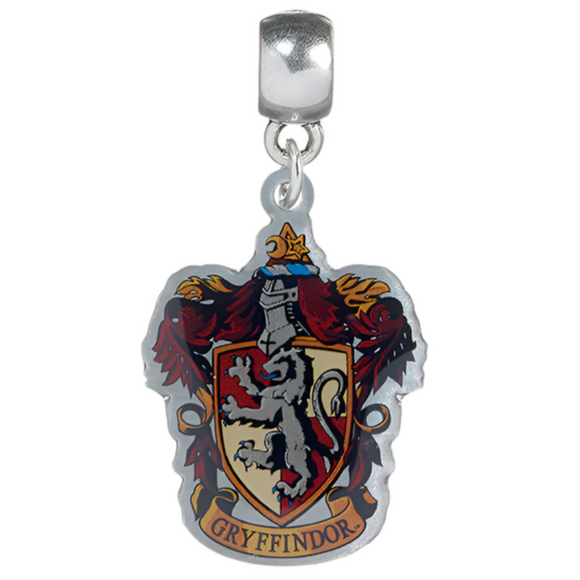 Silver pendant with Gryffindor crest on a white background