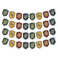 Set of 24 Harry Potter-themed badges on a white background