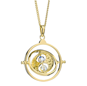 Official Harry Potter Time Turner Sterling Silver, Gold Plated Necklace embellished with Crystals