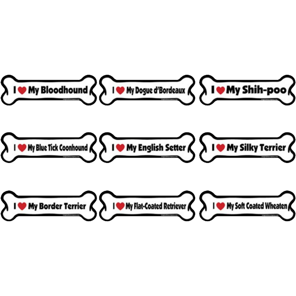 I Love My Breed Bone Shaped Pet Magnet
