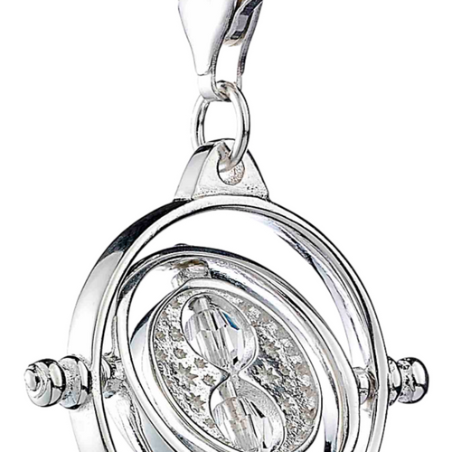 Silver pendant with a rotating design on a transparent  background