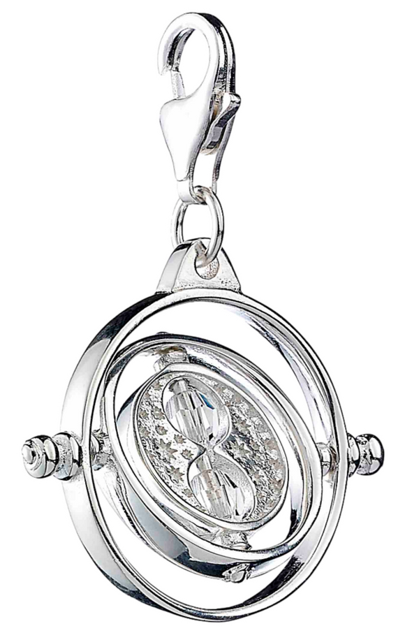 Silver pendant with a rotating design on a transparent  background