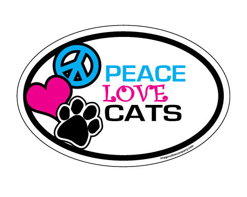 Peace Love Cats Oval Magnet