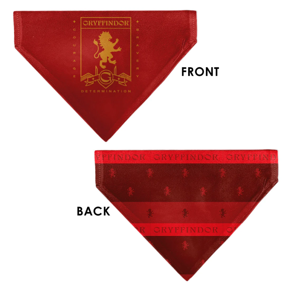 Pet Bandana - Harry Potter GRYFFINDOR Traits Banner and Icons Reds/Yellow