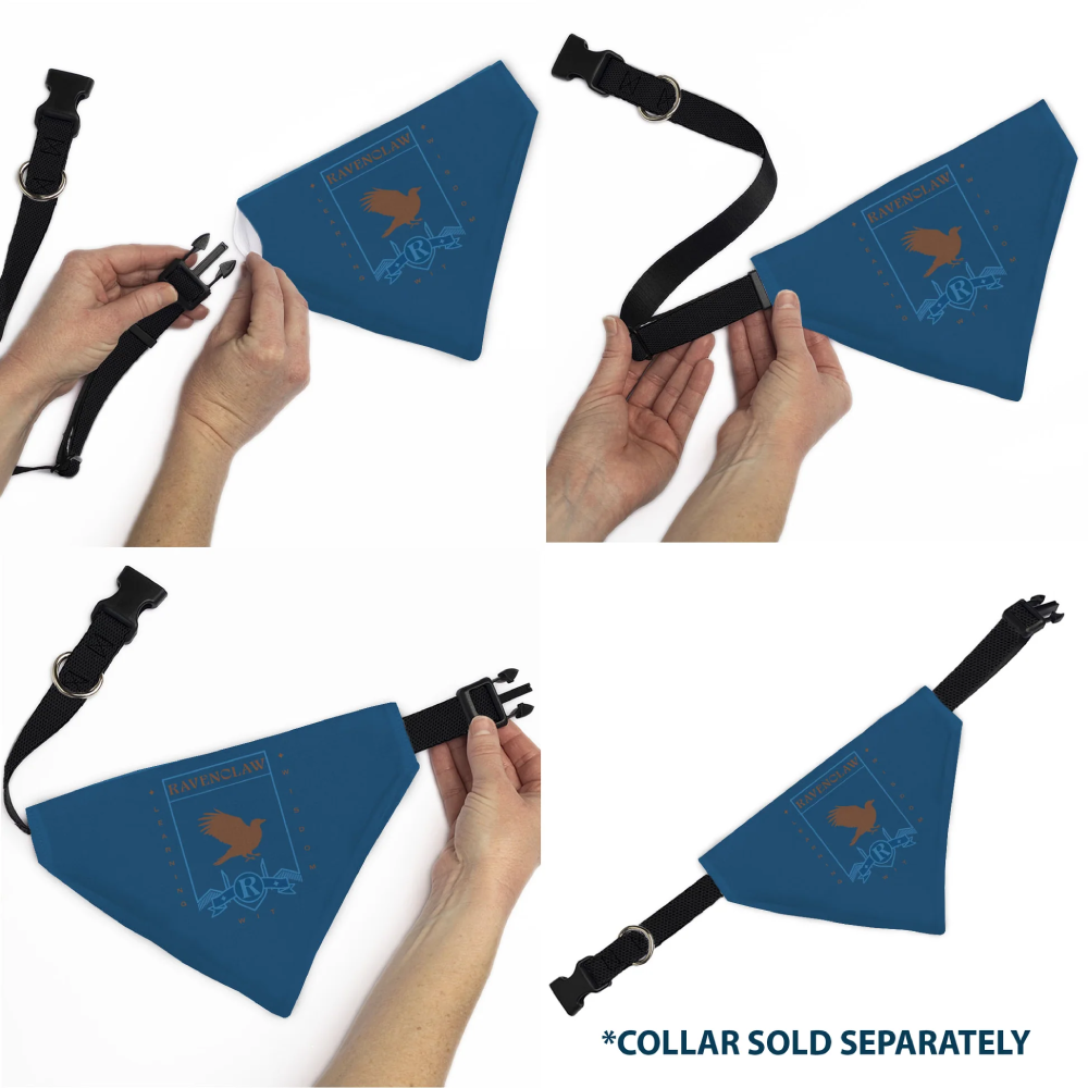 Pet Bandana - Harry Potter RAVENCLAW Traits Banner and Icons Blues/Yellow