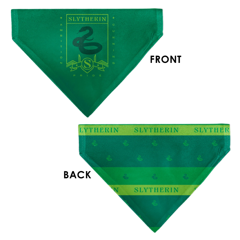 Pet Bandana - Harry Potter SLYTHERIN Traits Banner and Icons Greens/Yellow