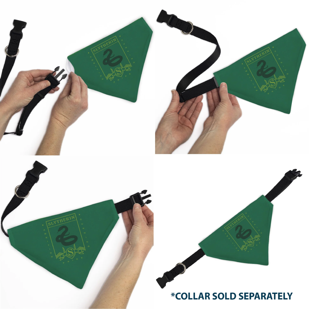 Pet Bandana - Harry Potter SLYTHERIN Traits Banner and Icons Greens/Yellow