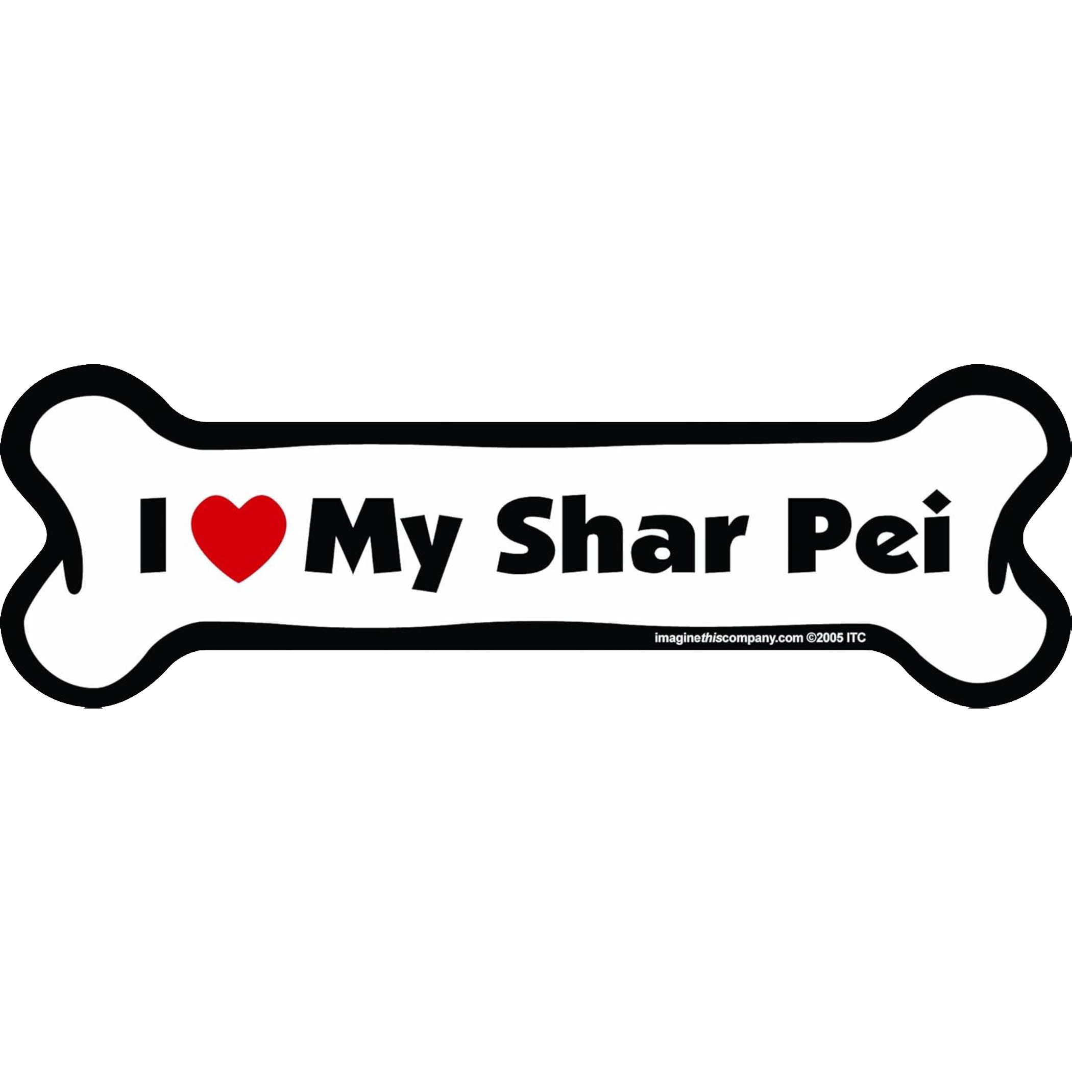 I Love My Breed Bone Shaped Pet Magnet