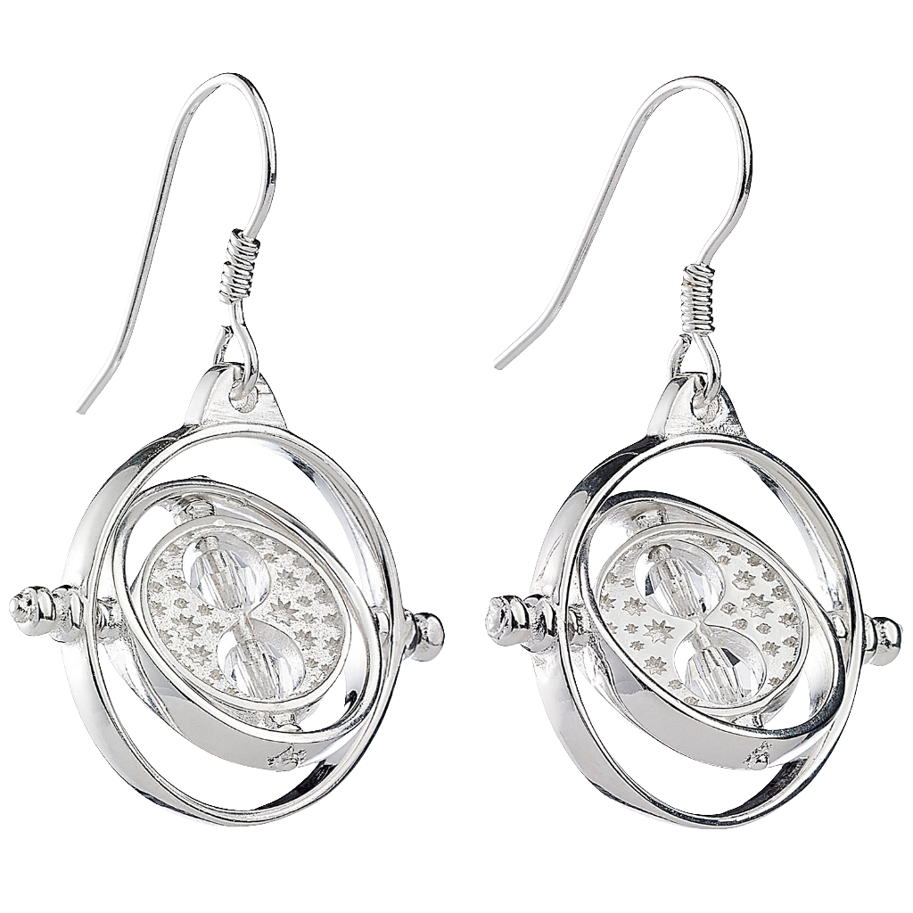 Official Harry Potter Sterling Silver Time Turner Drop Earrings with Crystal Elements