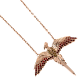 Official Harry Potter Sterling Silver Rose Gold Plated Fawkes Necklace with Crystals Elements