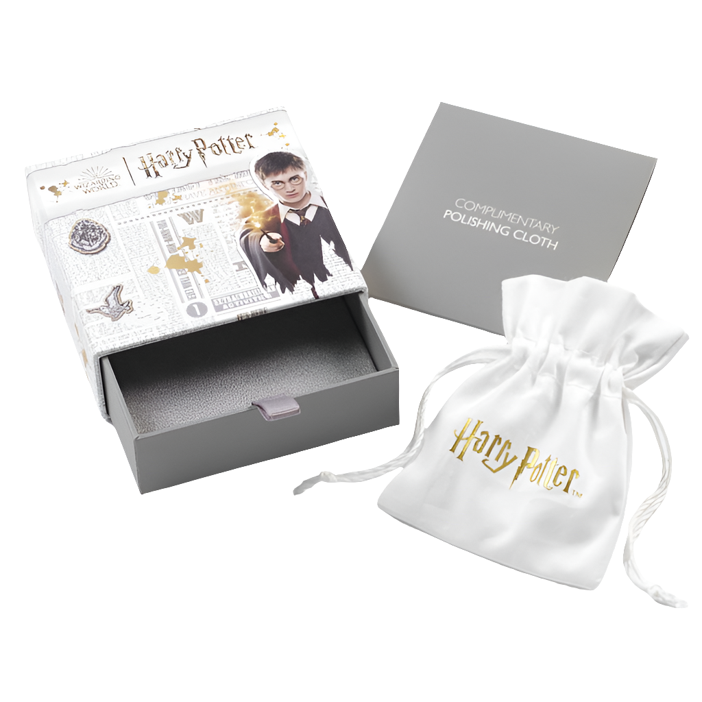 Official Harry Potter Time Turner Sterling Silver, Gold Plated Drop Earrings with Swarovski Crystal Elements