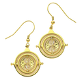 Official Harry Potter Time Turner Sterling Silver, Gold Plated Drop Earrings with Swarovski Crystal Elements