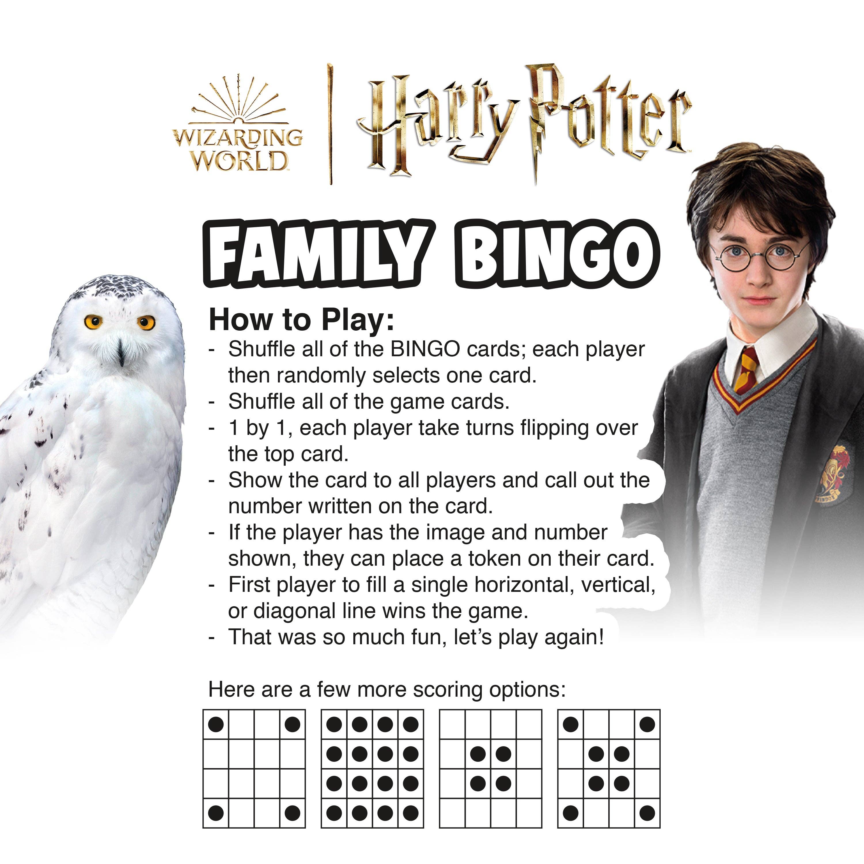 Harry Potter Family Bingo Game