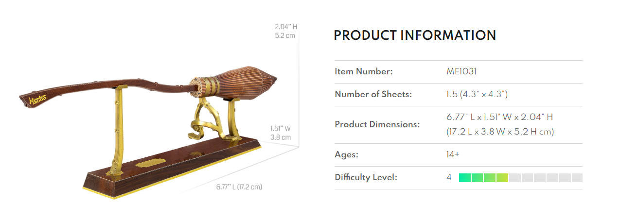Harry Potter Nimbus 2000 - Metal Earth DIY 3D Model Kit