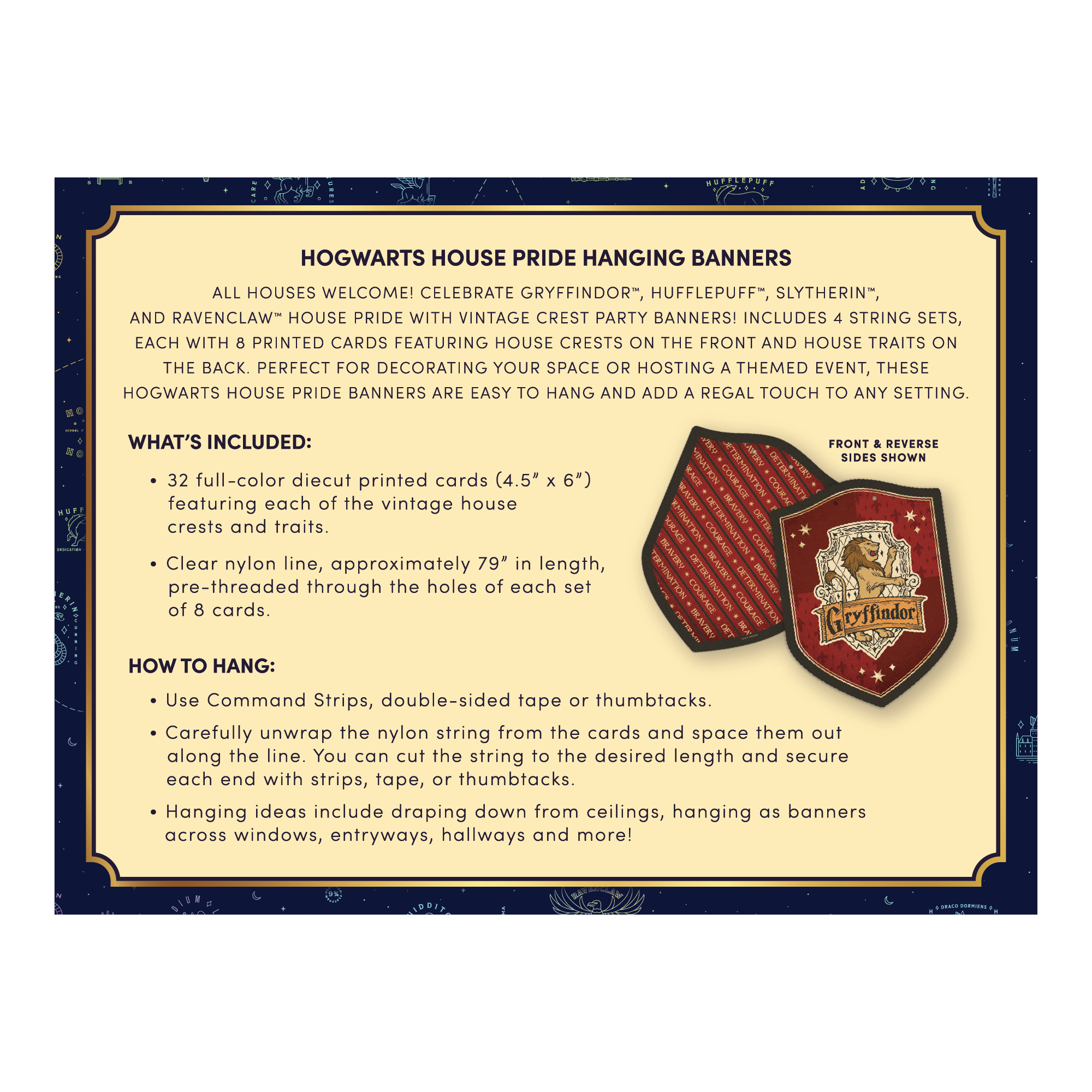 Harry Potter Hogwarts House Pride Hanging Cardstock Banners