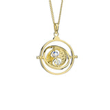 Official Harry Potter Time Turner Sterling Silver, Gold Plated Necklace embellished with Crystals The Carat Shop