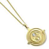 Official Harry Potter Time Turner Sterling Silver, Gold Plated Necklace embellished with Crystals The Carat Shop