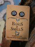 Wizard Stud Earrings - Deathly Hallows (Black and White) Bangs & Smells Apothecary