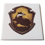 Hufflepuff House Shield White 4.25" Ceramic Coaster the-muggle-hut.myshopify.com