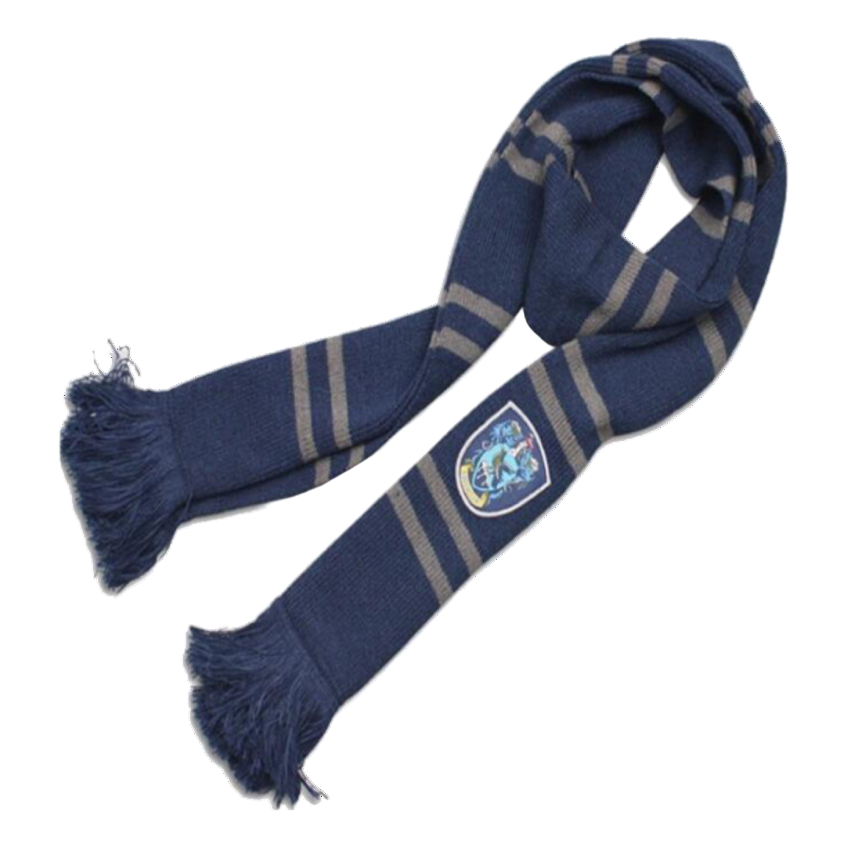 Long Knitted Scarf - Ravenclaw House Colors and Crest The Muggle Hut